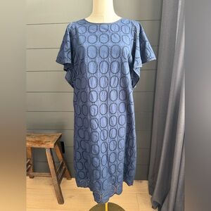 J. Crew Navy Blue Lace Dress Gold Zipper Size 6